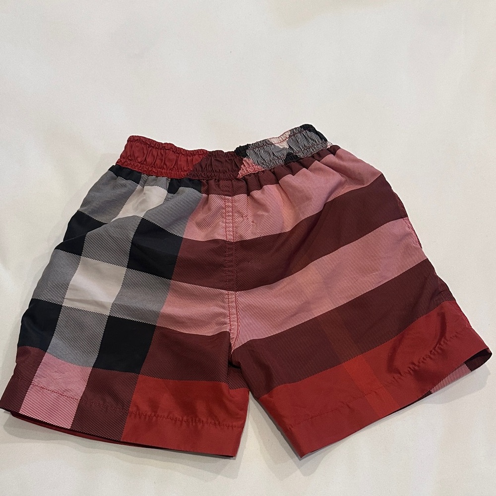 Burberry Kids Swim Trunks - Red, Black, White Check - Picture 2 of 7